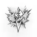 lightning bolt with clouds tattoo design idea