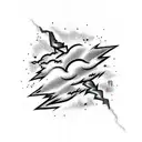 lightning bolt with clouds tattoo design idea