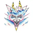 lightning bolt with clouds tattoo design idea