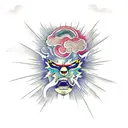 lightning bolt with clouds tattoo design idea