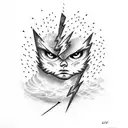 lightning bolt with clouds tattoo design idea