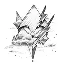 lightning bolt with clouds tattoo design idea