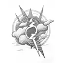 lightning bolt with clouds tattoo design idea