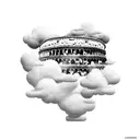 broken Colosseum, clouds surrounding, gladiator in front tattoo design idea