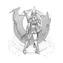 sexy valkyrie viking, mandala background  tattoo design idea