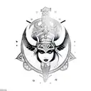 sexy valkyrie viking, mandala background  tattoo design idea