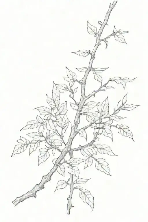 honey locust tree branch tattoo design idea