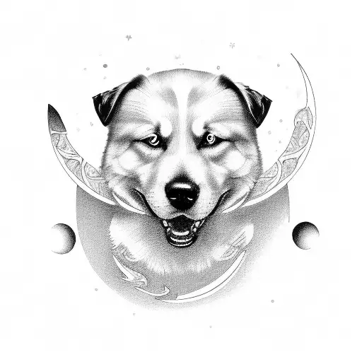 in memory of the death of a beloved dog on the night of the growing moon tattoo design idea