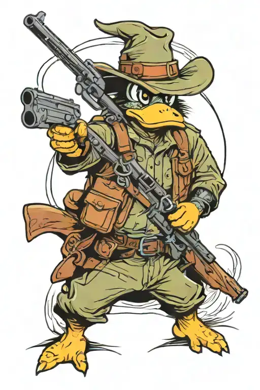 hunter with duck gun  tattoo design idea