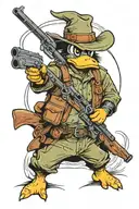 hunter with duck gun  tattoo design idea
