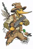 hunter with duck gun  tattoo design idea