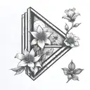  square 4 pane window , moon , flowers tattoo design idea