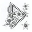  square 4 pane window , moon , flowers tattoo design idea