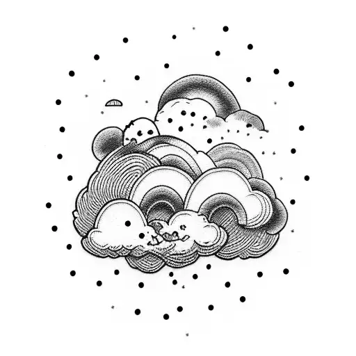 Crying cloud on top rainbow cartoon expression tattoo tattoo design idea