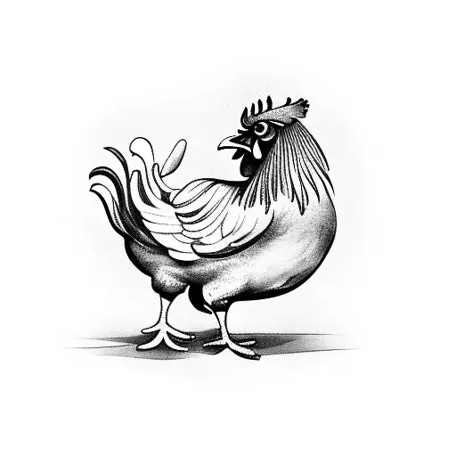rooster with chick tattoo design idea