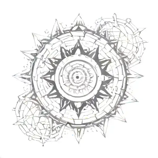 steampunk heretic eye in dodecahedron geometric tattoo tattoo design idea