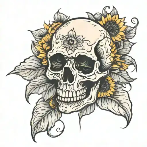 skull sunflower 1346187 tattoo design idea