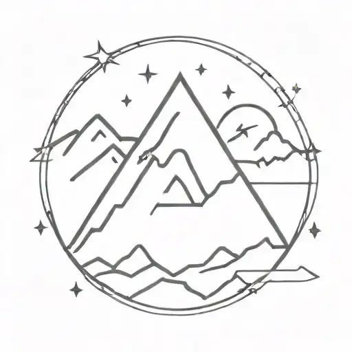 mountain and adventure lifeline in a triangle tattoo design idea
