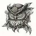 blindfolded owl tattoo design idea