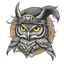 blindfolded owl tattoo design idea