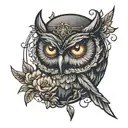 blindfolded owl tattoo design idea