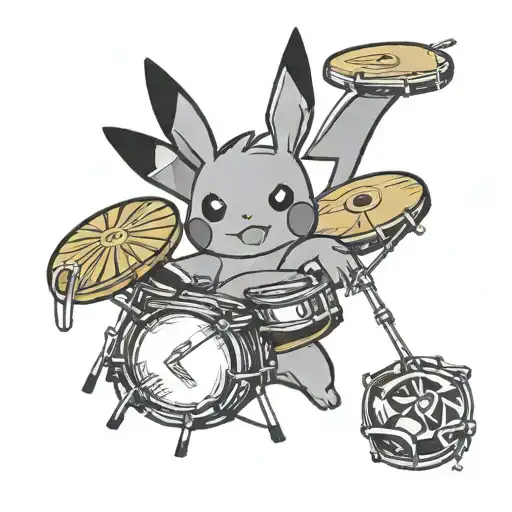 pikachu playing the drums tattoo design idea