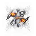 blackbirds intertwining with flames tattoo design idea