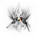 blackbirds intertwining with flames tattoo design idea