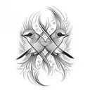 blackbirds intertwining with flames tattoo design idea