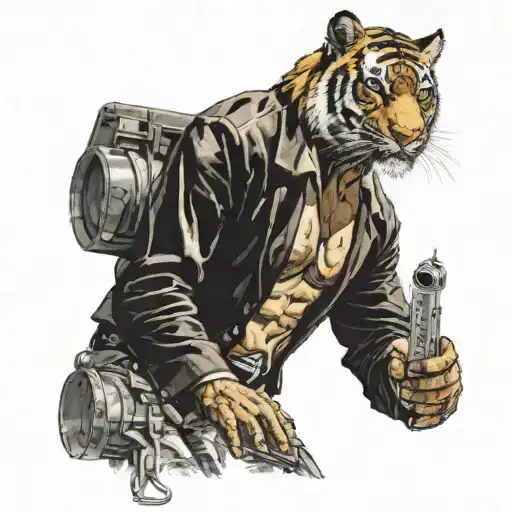 tiger-man in movie pulp fiction tattoo design idea