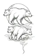 mama bear and 2 cubs tattoo design idea