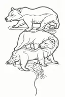 mama bear and 2 cubs tattoo design idea