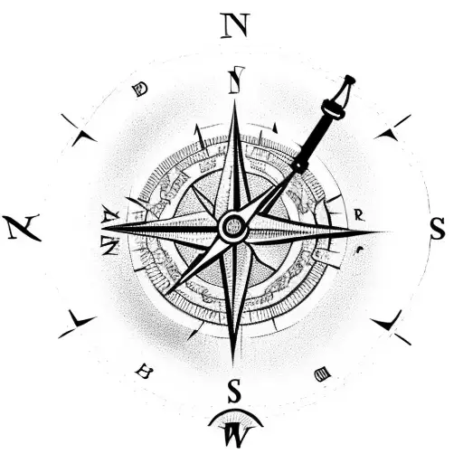A hiking boot stepping on a compass, representing the adventurous spirit tattoo design idea
