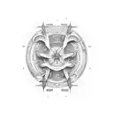  design of a color tattoo sliding map of Galicia mixed with the logo of the musical group red hot chilli peppers tattoo design idea