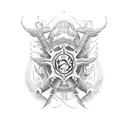  design of a color tattoo sliding map of Galicia mixed with the logo of the musical group red hot chilli peppers tattoo design idea