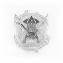  design of a color tattoo sliding map of Galicia mixed with the logo of the musical group red hot chilli peppers tattoo design idea