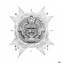 Aztec god and temple tattoo design idea