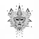 Aztec god and temple tattoo design idea