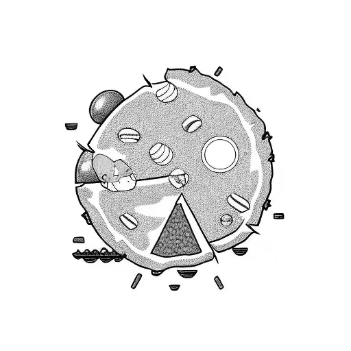 Goku (kid), krillin and picolo in slice of pizza with DBZ balls as pepperoni  tattoo design idea