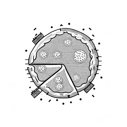 Goku (kid), krillin and picolo in slice of pizza with DBZ balls as pepperoni  tattoo design idea