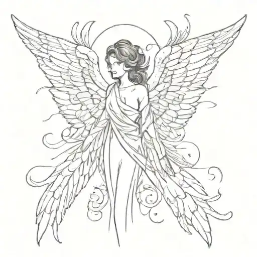 Serafin angel with eyes in wings tattoo design idea