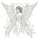 Serafin angel with eyes in wings tattoo design idea