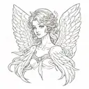 Serafin angel with eyes in wings tattoo design idea