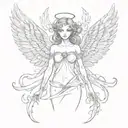 Serafin angel with eyes in wings tattoo design idea