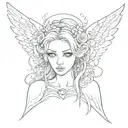 Serafin angel with eyes in wings tattoo design idea