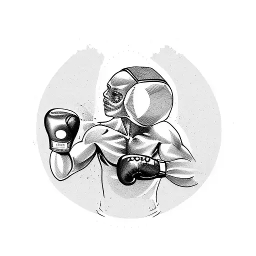 A tattoo design combining elements of boxing and philosophy, symbolizing the balance between physical strength and mental discipline tattoo design idea