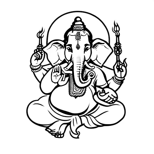 God ganesh with letters d, p, n tattoo design idea