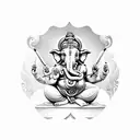 God ganesh with letters d, p, n tattoo design idea