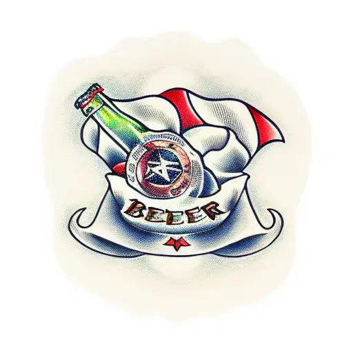beer bottle with 1992 tattoo design idea
