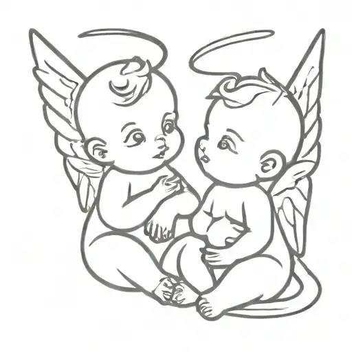 2 baby angels tattoo design idea